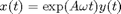 $x(t)=\exp(A\omega t)y(t)$